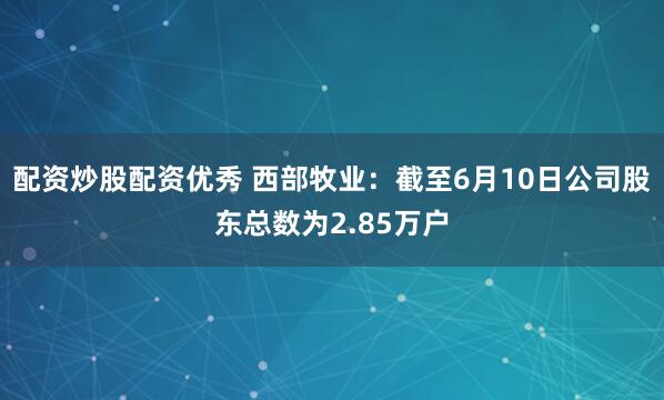 配资炒股配资优秀 西部牧业：截至6月10日公司股东总数为2.85万户